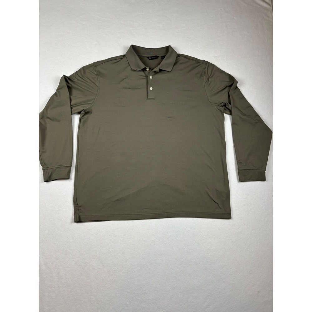 Walter Hagen Essentials Mens Large Olive Green Long Sleeve Golf Polo Shirt‎ L